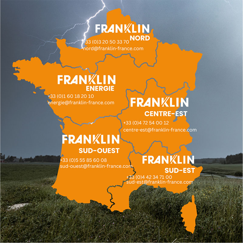 Carte de répartition des secteurs d'intervention de Franklin